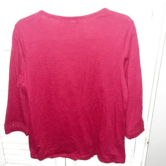 NWT Christopher Banks Woman's Crochet Neckline Large Red Feminine - Picture 2 of 5